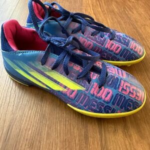 Adidas Messi 100 Soccer Turf Shoes  Girls 1 Blue Pink Colorful Low Top Youth Kid